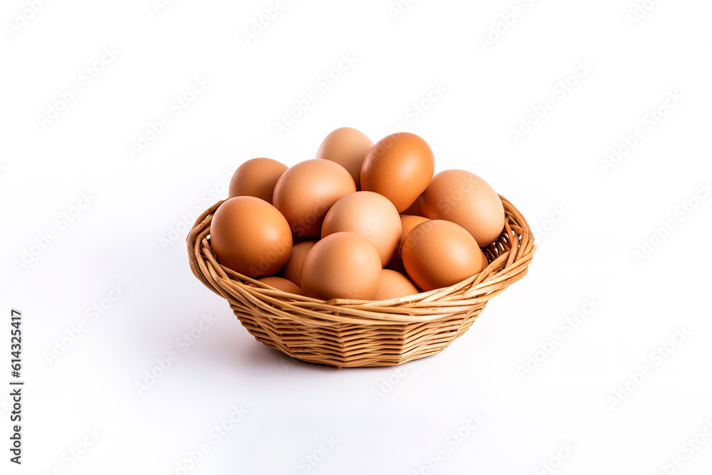 Eggs in basket isolated on white background Eggs in basket isolated on white background