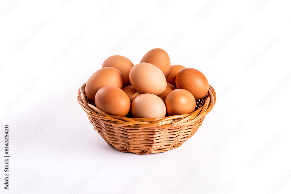 Eggs in basket isolated on white background Eggs in basket isolated on white background