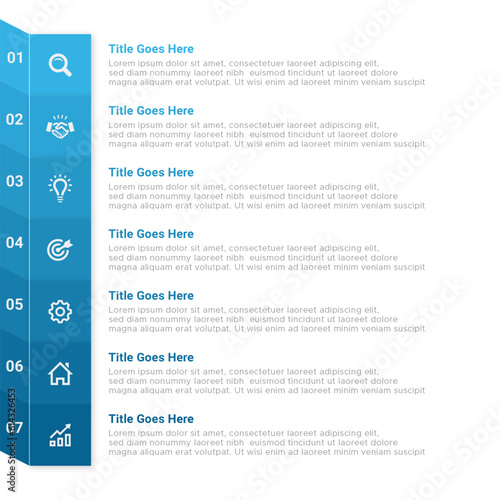 Simple and Clean Presentation Business Infographic Design Template with 7 Bar of Options