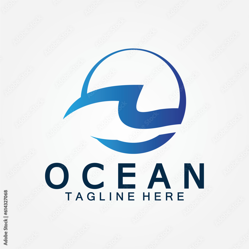 wavy blue ocean water letter O ocean wave logo design vector wavy blue ocean water letter O ocean wave logo design vector