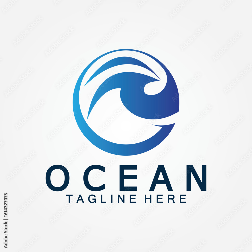 wavy blue ocean water letter O ocean wave logo design vector wavy blue ocean water letter O ocean wave logo design vector