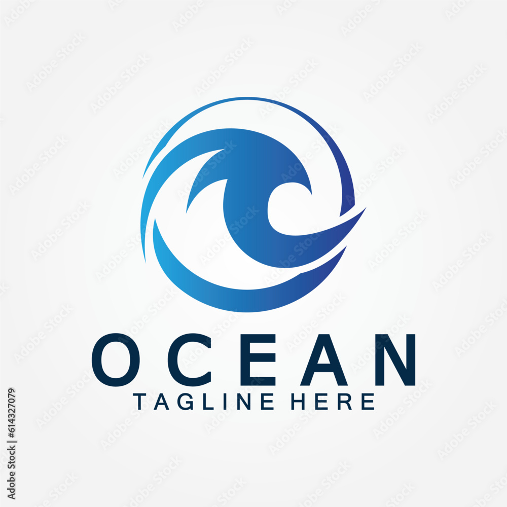 wavy blue ocean water letter O ocean wave logo design vector wavy blue ocean water letter O ocean wave logo design vector