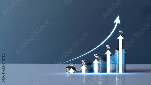 Tableau sur toile Interest rate and dividend concept