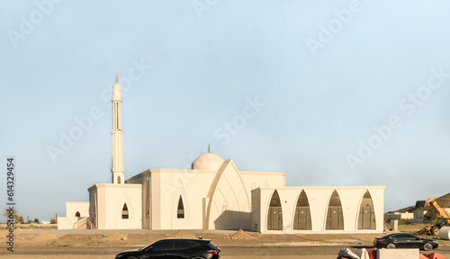 View from the window of Al Bidya Mosque in the suburbs of the Sharjah city, United Arab Emirates photo