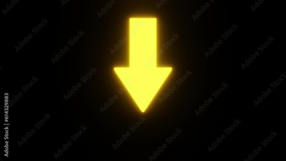 Jumping yellow glow arrow on black background loop animation Jumping yellow glow arrow on black background loop animation