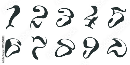 Numerical font. Font of number  numeral  modern fat style with contemporary bubble design
