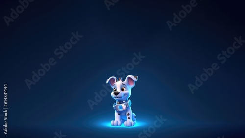 Cartoon Dog Character Design Blue Background. Generative AI © Ян Заболотний