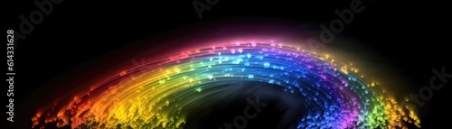 Midnight Glow A Glowing Rainbow Vivid Mysterious Shining Brightly Against The Inky. Generative AI