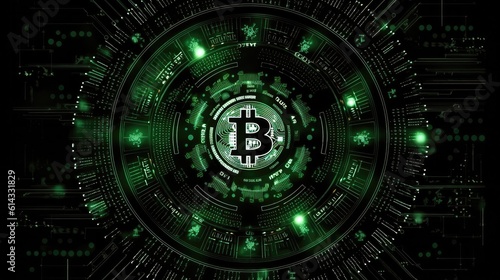 Bitcoin Online Trading Chart Background Green Black. Generative AI