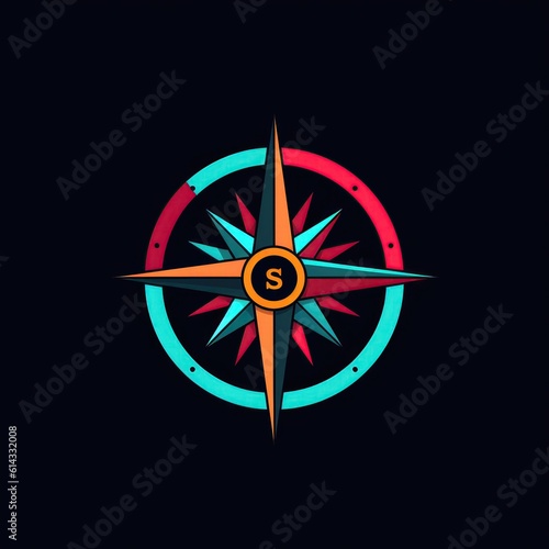 Vibrant Guidepost A Compass Icon With Bold Contrasting Colors. Generative AI