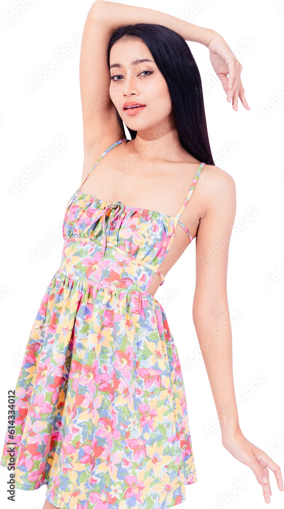 Attractive young asian woman portrait Beautiful Asia girl wear dress Glamorous lady has good shape or slim body isolated on white background copy space Studio shot good looking happy female Attractive young asian woman portrait Beautiful Asia girl wear dress Glamorous lady has good shape or slim body isolated on white background copy space Studio shot good looking happy female