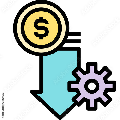 cost saving black outline filled color icon