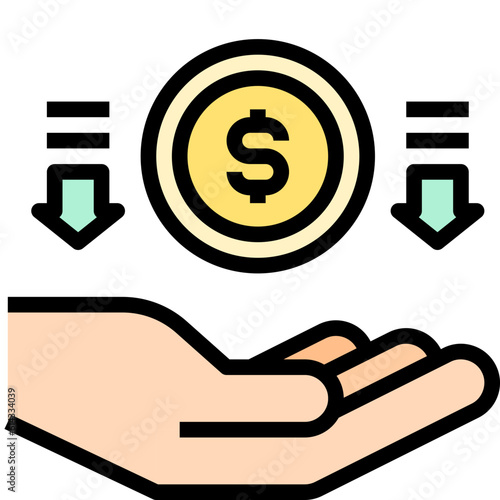 revenue black outline filled color icon