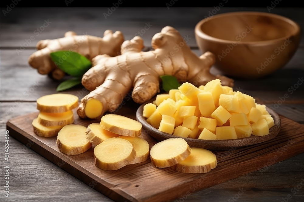 Fresh ginger root. Generative AI Fresh ginger root. Generative AI