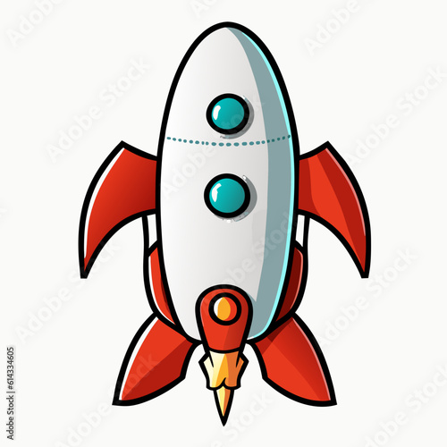 Cute cartoon rocket isolated on white background