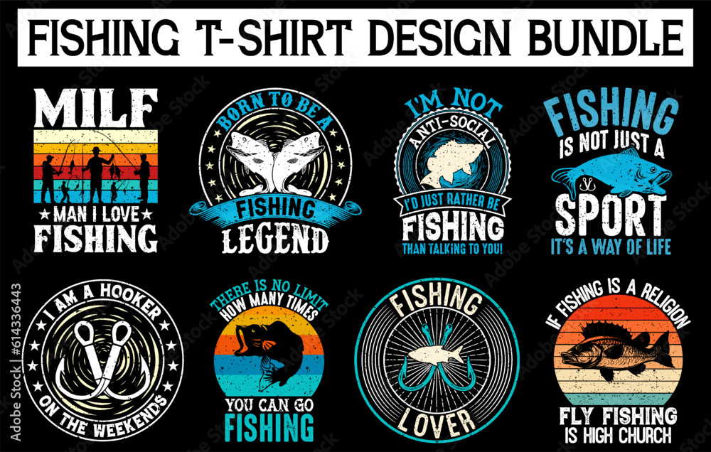 Fishing Vintage T-shirt Design Bundle, Fishing T Shirt Design Bundle, Fishing Vintage T Shirt Collection