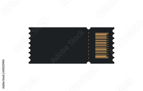 Blank ticket or coupon with barcode, vector template with copy space isolated on white background. event, air plane, train, circus, sport, football invitation illustration