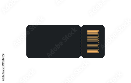 Blank ticket or coupon with barcode, vector template with copy space isolated on white background. event, air plane, train, circus, sport, football invitation illustration