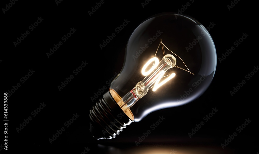 open light bulb on a black background open light bulb on a black background