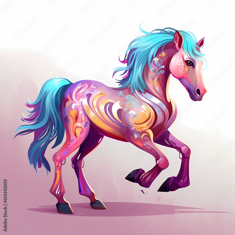 Cute cartoon horse, Generative AI Cute cartoon horse, Generative AI
