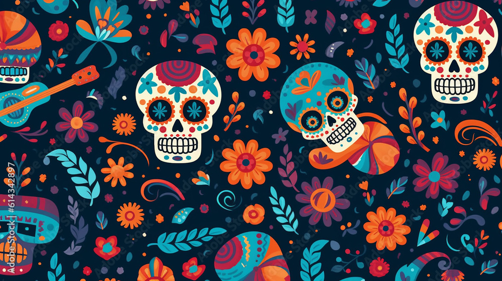 dia de muertos vertical poster template, Generative AI dia de muertos vertical poster template, Generative AI