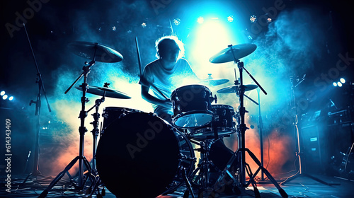 Foto Drummer at concert. Generative AI