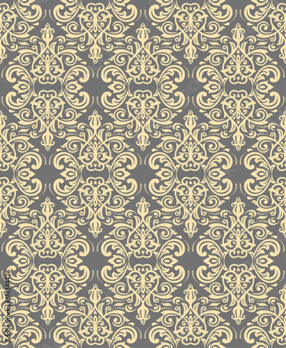 Orient vector classic pattern. Seamless abstract background with vintage elements. Orient gray and golden pattern. Ornament for wallpapers and packaging