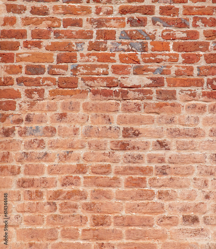 Old red brick wall texture background with copy space for text or image