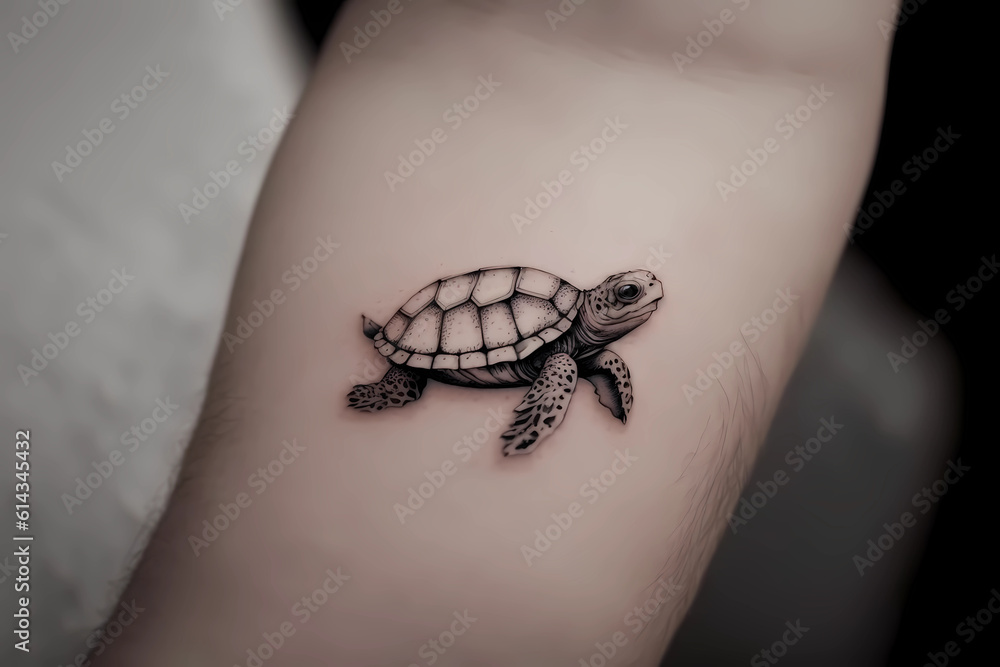Obraz premium Turtle tattoo design for men or women. Generative AI.