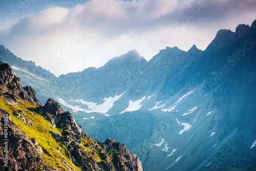 A majestic view of the mighty rock massif in National Park High Tatra, Slovakia, Europe. © Leonid Tit