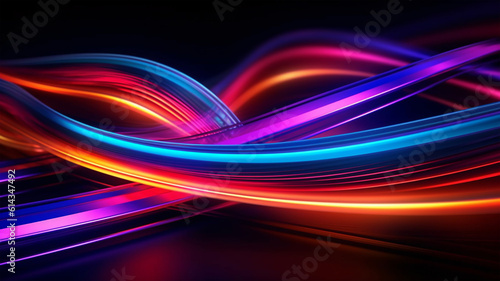 Neon stripes for advertising, banners, flyers, future concept, night light