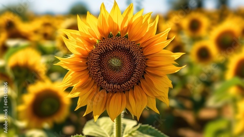 Sunflower natural background, sunflower blooming in spring. Generative AI © vie_art