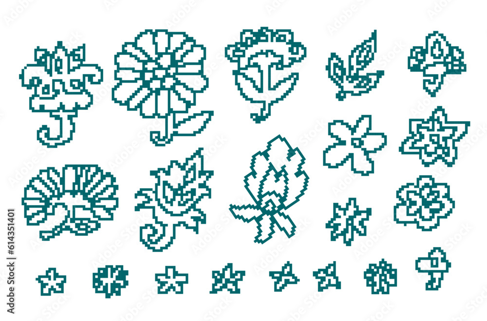 Flowers in blossom, patterns for embroidery vector