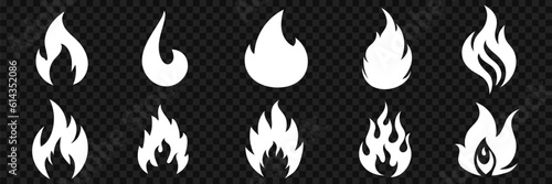 Set of fire flame vector icons. Set of fire and flame icons. Bonfire icons, flaming elements.