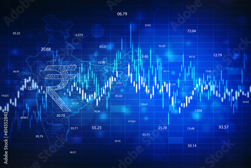 Growth of Indian stock market, Stock market graph. Abstract finance background, India Finance Background, Stock market chart, Indian Rupee symbol on financial Background