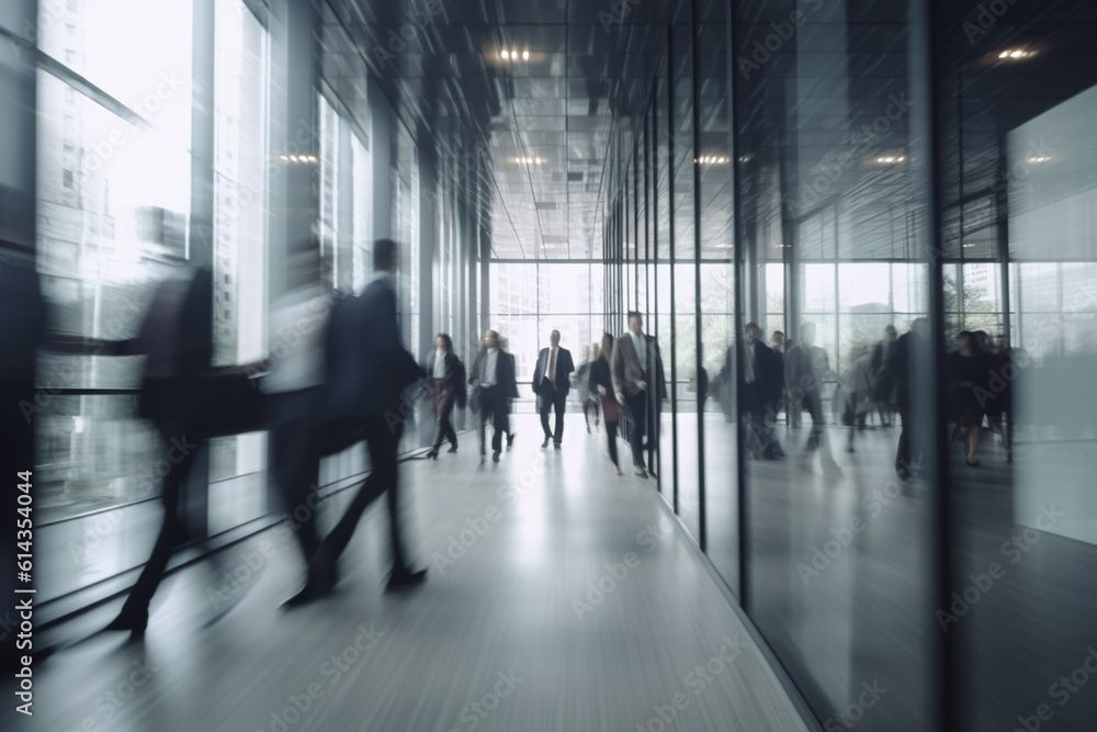 Business people walking at rush hour created with generative ai tools Business people walking at rush hour created with generative ai tools