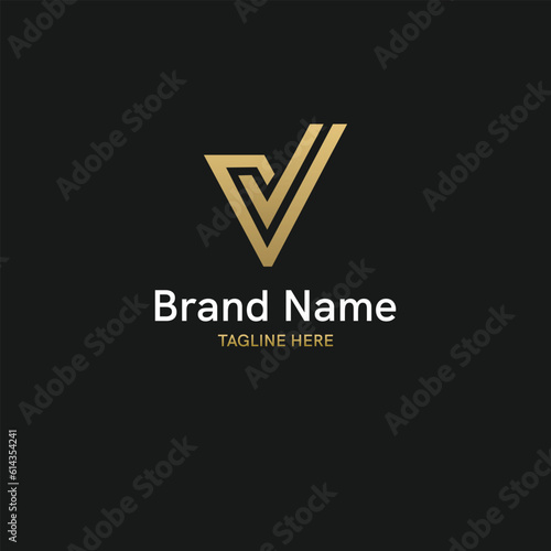 Creative Initial Logo Concepts with letter v