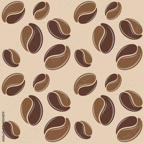 Background  seamless pattern. Coffee beans on coffee color background.