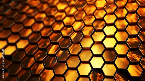 Abstract hexagon gold background, honeycomb