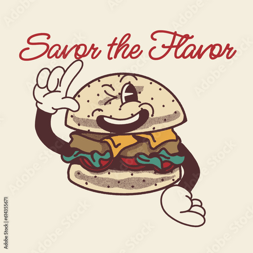 Savor the Flavor With Burger Groovy Character Design