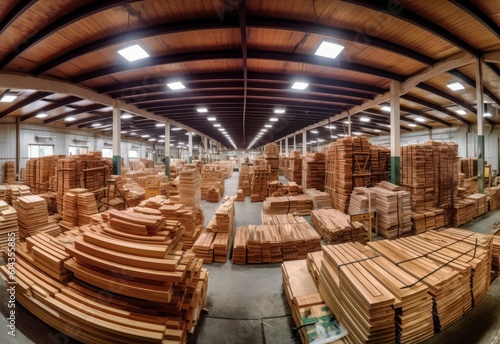 Stacked wood pine timber production for processing and furniture production at woodworking enterprise,door industrial factory.