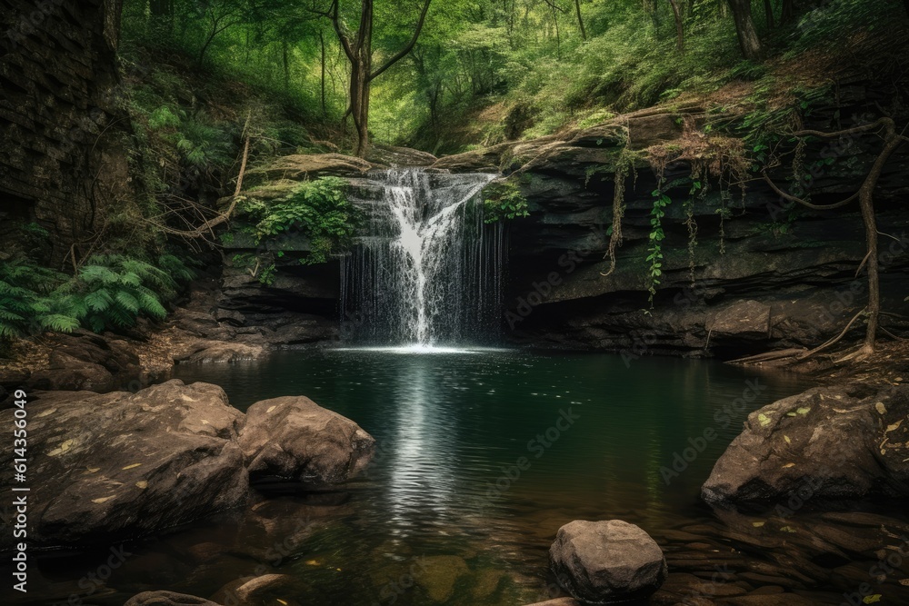 Waterfall in the middle forest with beautiful view Waterfall in the middle forest with beautiful view