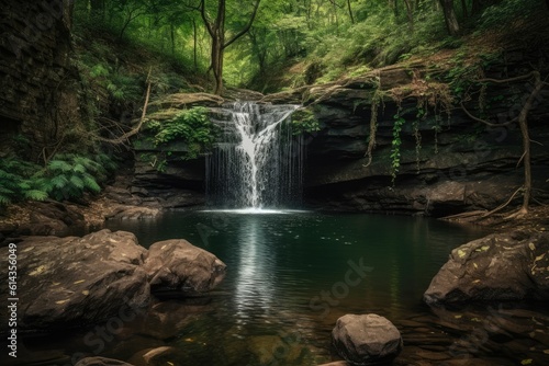 Waterfall in the middle forest with beautiful view