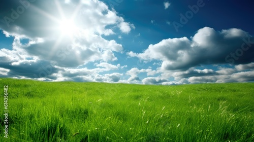 A meadow with a beautiful view of clouds and sky