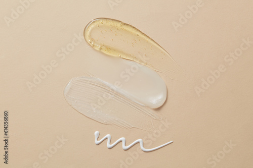Beauty cosmetic texture smears are decorated for advertising. Hygiene, skin care product creamy texture