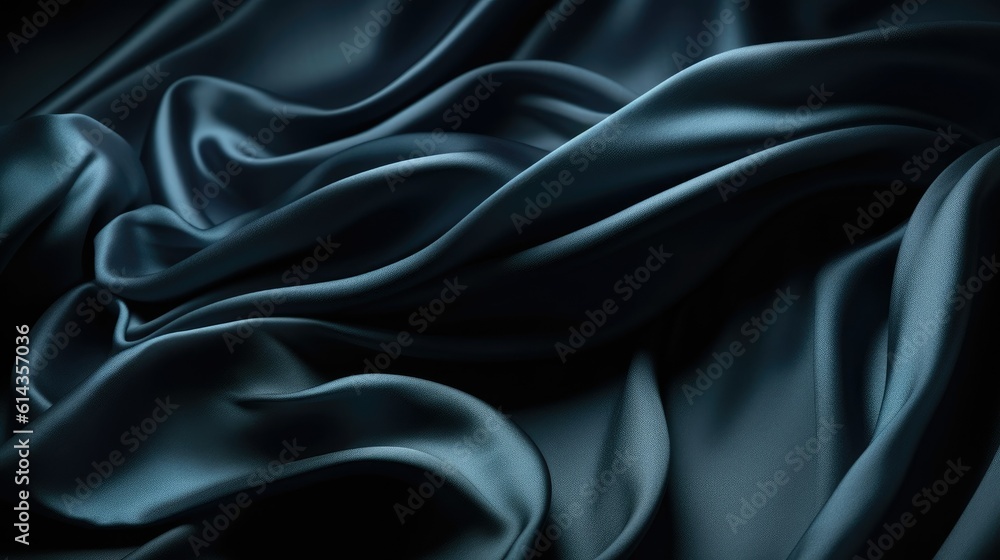 Smooth elegant dark blue silk or satin luxury cloth texture can use as abstract background