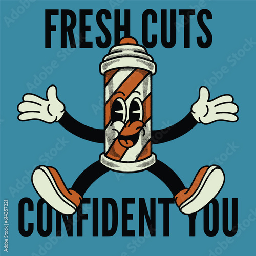 Fresh Cuts Confident You With Barber Groovy Character Design