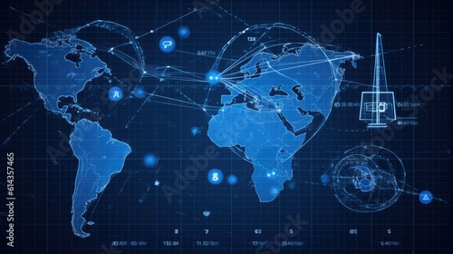 Global network connection. World map point and line composition concept of global business