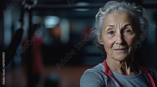 Generative AI senior woman doing phisycal rehabilation and pilates photo