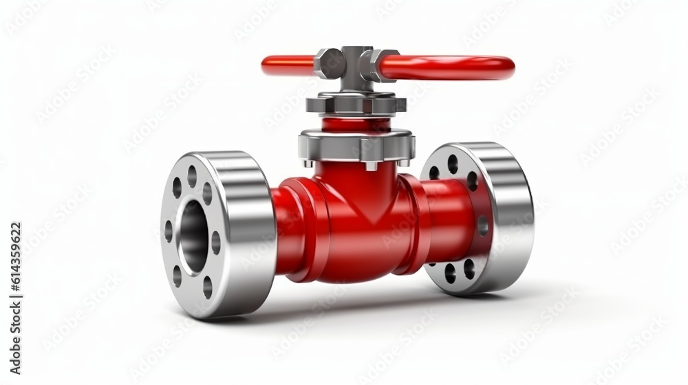 Metal pipe with red valve. Isolated on transparency background. Generative Ai Metal pipe with red valve. Isolated on transparency background. Generative Ai